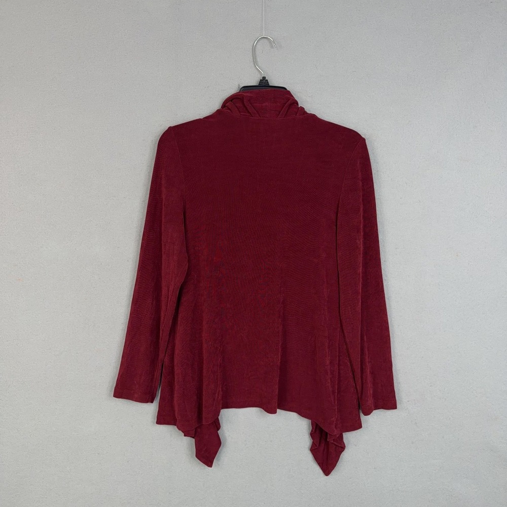 Chicos Sweater Twin Set Womens 0 Red Ruffle Cardigan Tank Travelers Knit Stretch - Picture 9 of 13